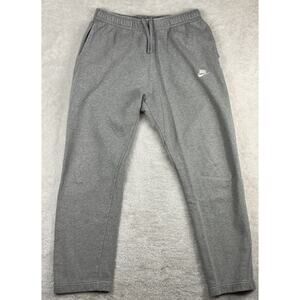 Nike Club Fleece Athletic Straight Leg Sweatpants Gray Mens Sz LT Snap Pocket
